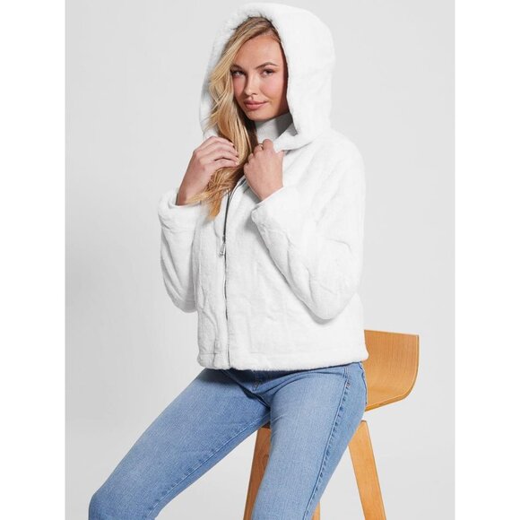 GUESS Women's Theoline Faux-Fur Jacket Size M - Picture 5 of 9